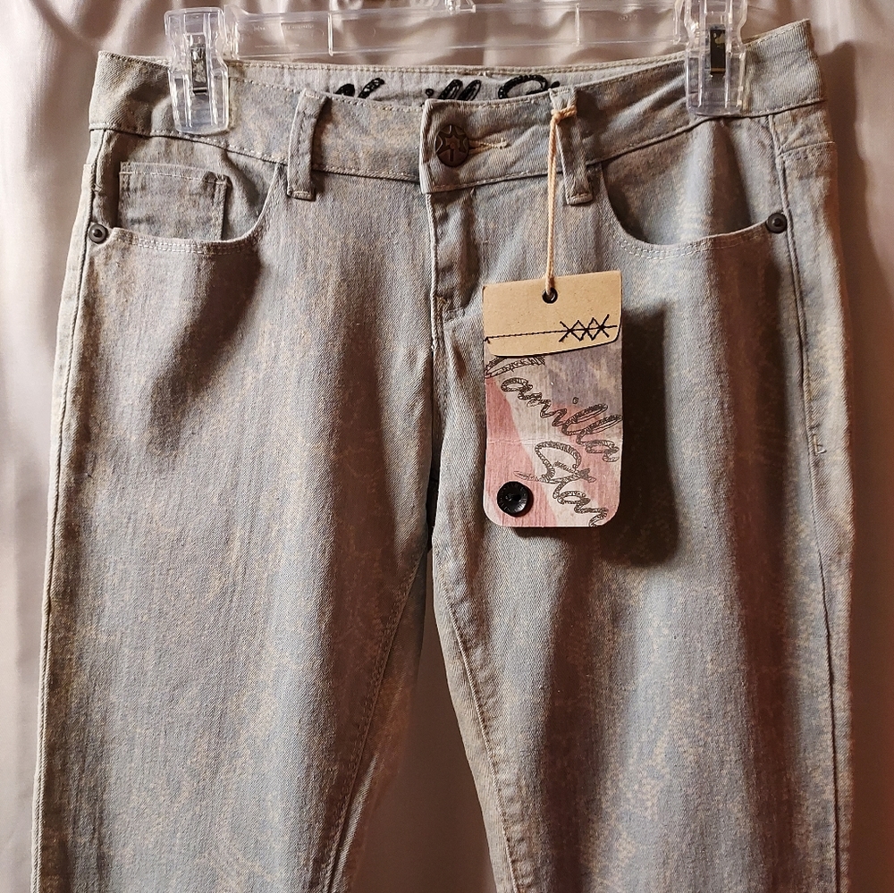 ๐ Vanilla Star lace pattern bleach style skinny jeans juniors 7 women's 6 - Picture 2 of 4